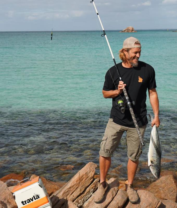 Travis Fimmel fishing black-monogram-travla-tshirt